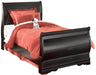 Huey Vineyard Twin Sleigh Bed with Mirrored Dresser, Chest and 2 Nightstands Huntsville Furniture Outlet