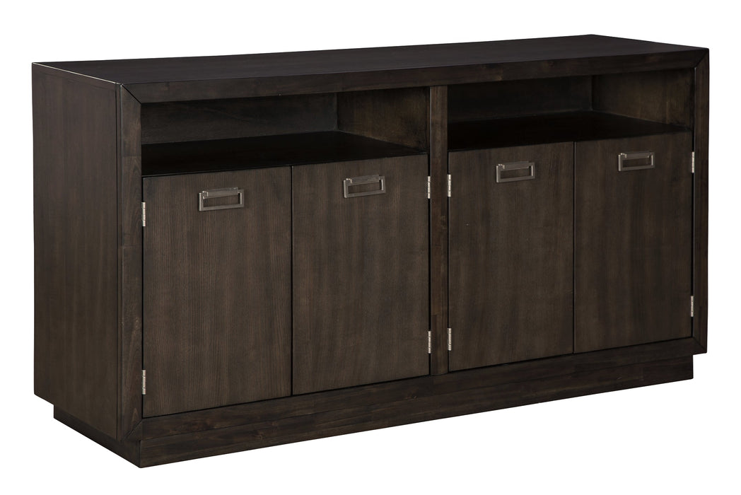 Hyndell Dining Table and 8 Chairs with Storage Huntsville Furniture Outlet