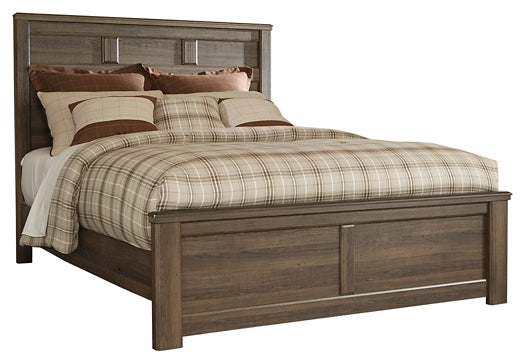 Juararo Queen Panel Bed with Mirrored Dresser, Chest and Nightstand Huntsville Furniture Outlet