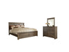 Juararo Queen Panel Bed with Mirrored Dresser Huntsville Furniture Outlet