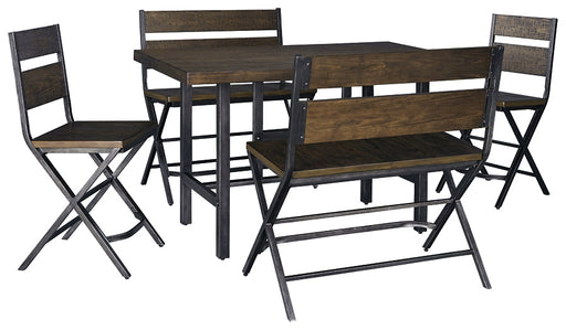 Kavara Counter Height Dining Table and 2 Barstools and 2 Benches Huntsville Furniture Outlet