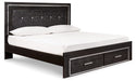Kaydell King Panel Bed with Storage with Mirrored Dresser, Chest and 2 Nightstands Huntsville Furniture Outlet