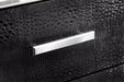 Kaydell King Upholstered Panel Headboard with Mirrored Dresser Huntsville Furniture Outlet