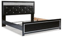 Kaydell King Upholstered Panel Platform Bed with Mirrored Dresser, Chest and Nightstand Huntsville Furniture Outlet