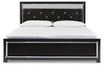 Kaydell King Upholstered Panel Platform Bed with Mirrored Dresser and 2 Nightstands Huntsville Furniture Outlet