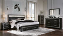 Kaydell King Upholstered Panel Storage Bed with Mirrored Dresser, Chest and Nightstand Huntsville Furniture Outlet