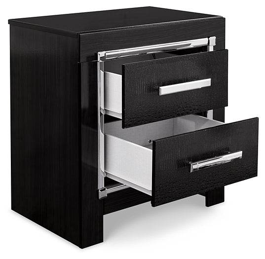 Kaydell King Upholstered Panel Storage Platform Bed with Mirrored Dresser and 2 Nightstands Huntsville Furniture Outlet