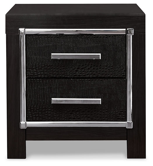 Kaydell King Upholstered Panel Storage Platform Bed with Mirrored Dresser and 2 Nightstands Huntsville Furniture Outlet