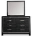 Kaydell King Upholstered Panel Storage Platform Bed with Mirrored Dresser and 2 Nightstands Huntsville Furniture Outlet