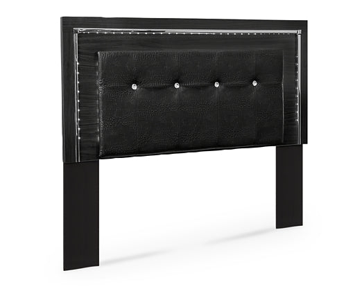 Kaydell Queen/Full Upholstered Panel Headboard with Mirrored Dresser and 2 Nightstands Huntsville Furniture Outlet