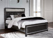 Kaydell Queen Upholstered Panel Bed with Mirrored Dresser and Chest Huntsville Furniture Outlet