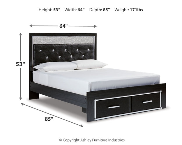Kaydell Queen Upholstered Panel Storage Bed with Mirrored Dresser Huntsville Furniture Outlet