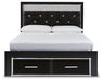 Kaydell Queen Upholstered Panel Storage Bed with Mirrored Dresser and Chest Huntsville Furniture Outlet