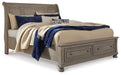 Lettner Queen Sleigh Bed with 2 Storage Drawers with Mirrored Dresser, Chest and Nightstand Huntsville Furniture Outlet