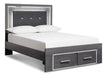 Lodanna King Panel Bed with 2 Storage Drawers with Mirrored Dresser, Chest and 2 Nightstands Huntsville Furniture Outlet