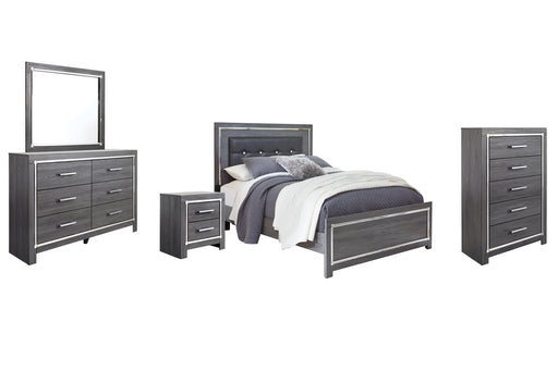 Lodanna Queen Panel Bed with Mirrored Dresser, Chest and Nightstand Huntsville Furniture Outlet