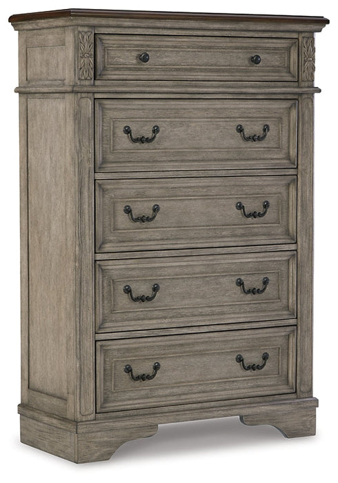 Lodenbay California King Panel Bed with Mirrored Dresser, Chest and Nightstand Huntsville Furniture Outlet