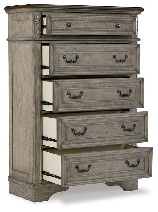 Lodenbay California King Panel Bed with Mirrored Dresser, Chest and Nightstand Huntsville Furniture Outlet
