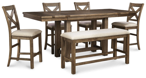 Moriville Counter Height Dining Table and 4 Barstools and Bench Huntsville Furniture Outlet
