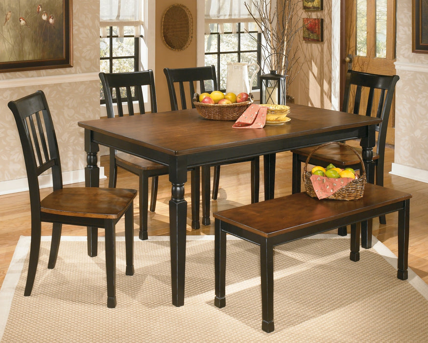Owingsville Dining Table and 4 Chairs and Bench Huntsville Furniture Outlet