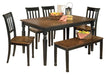 Owingsville Dining Table and 4 Chairs and Bench Huntsville Furniture Outlet