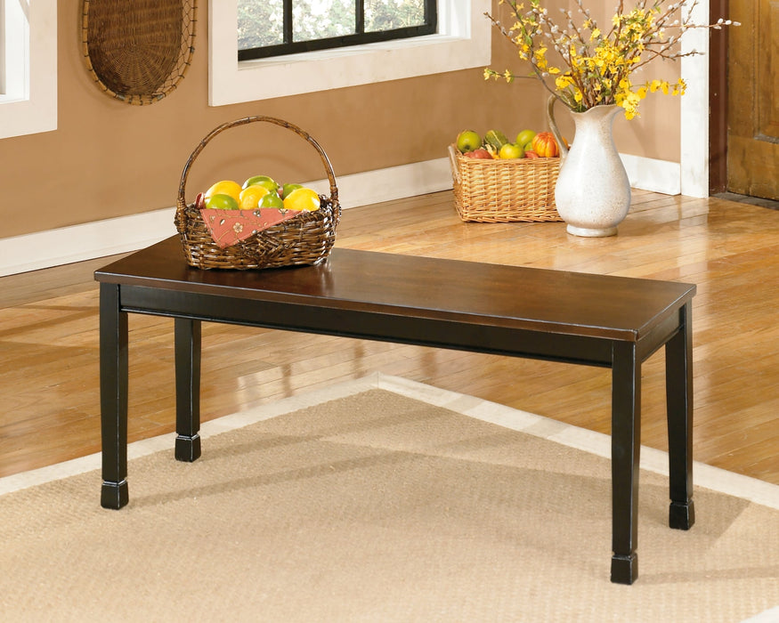 Owingsville Dining Table and 4 Chairs and Bench Huntsville Furniture Outlet