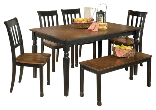 Owingsville Dining Table and 4 Chairs and Bench Huntsville Furniture Outlet