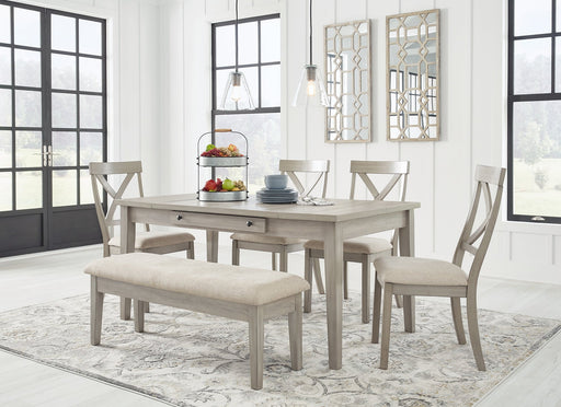 Parellen Dining Table and 4 Chairs and Bench Huntsville Furniture Outlet