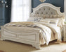 Realyn King Upholstered Panel Bed with Mirrored Dresser and 2 Nightstands Huntsville Furniture Outlet