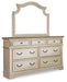 Realyn Queen Upholstered Panel Bed with Mirrored Dresser and 2 Nightstands Huntsville Furniture Outlet