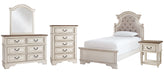 Realyn Twin Panel Bed with Mirrored Dresser, Chest and Nightstand Huntsville Furniture Outlet