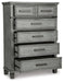 Russelyn King Storage Bed with Mirrored Dresser and Chest Huntsville Furniture Outlet