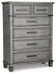 Russelyn King Storage Bed with Mirrored Dresser and Chest Huntsville Furniture Outlet