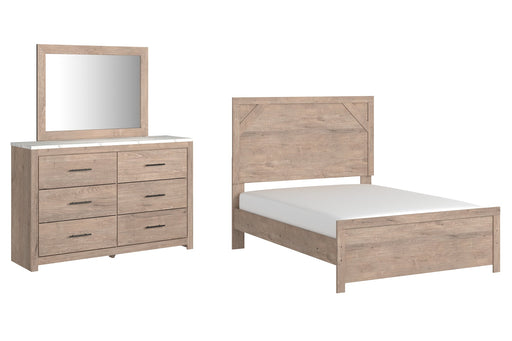 Senniberg Full Panel Bed with Mirrored Dresser Huntsville Furniture Outlet
