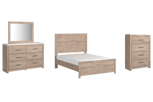 Senniberg Full Panel Bed with Mirrored Dresser and Chest Huntsville Furniture Outlet