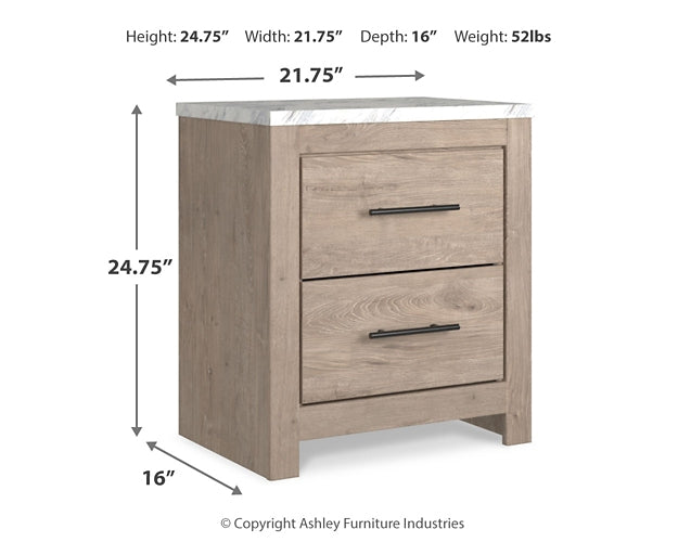 Senniberg Queen Panel Bed with Mirrored Dresser, Chest and Nightstand Huntsville Furniture Outlet
