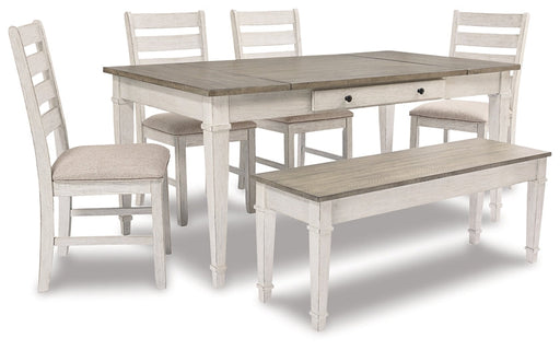 Skempton Dining Table and 4 Chairs and Bench Huntsville Furniture Outlet